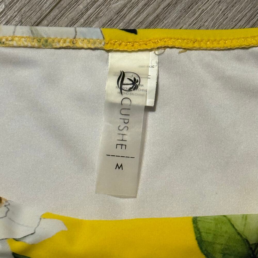 Cupshe Floral High Waist Lace-Up Bikini Set Yellow White Flowers Size M - Picture 2 of 10